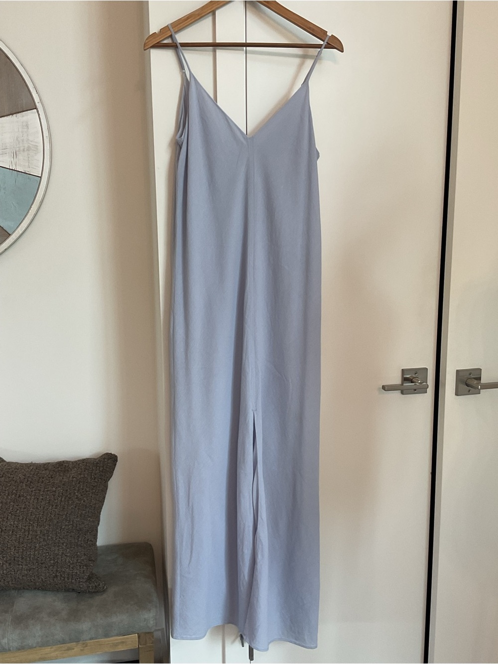 Aritzia Babaton Maxi Textured Slip Dress with front slit .